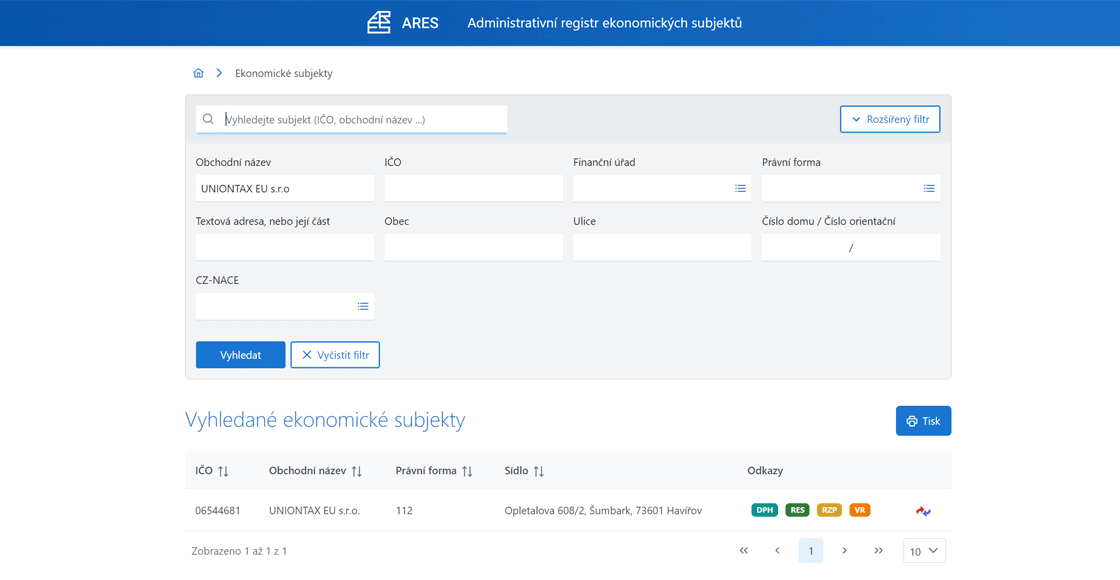 Ares-spółka-uniontax-eu-sro